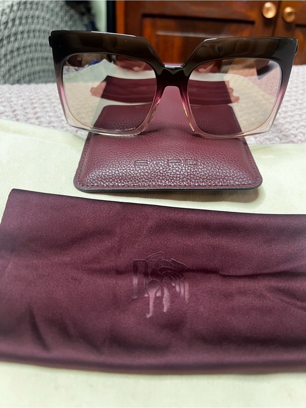 ETRO 0002/S Oversized Brown Fuchsia Frame w/ Gradient Pink Lens Sunglasses